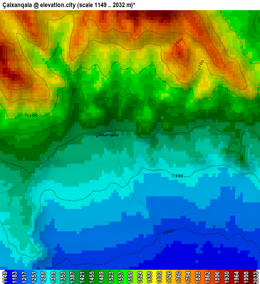 Çalxanqala elevation map