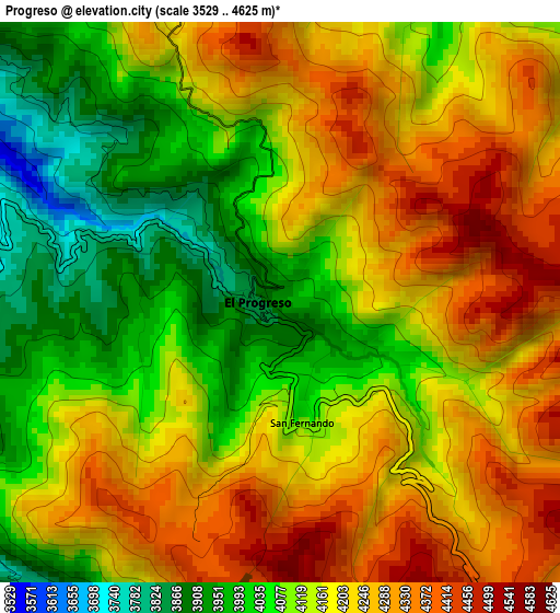 Progreso elevation map