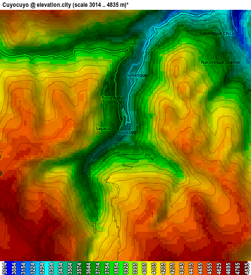 Cuyocuyo elevation map