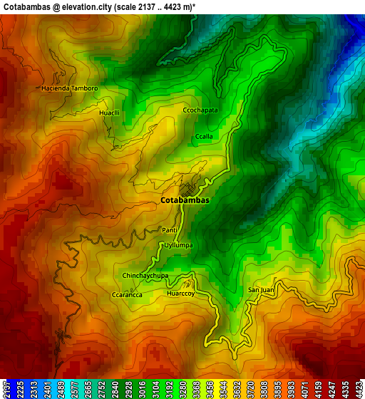 Cotabambas elevation map