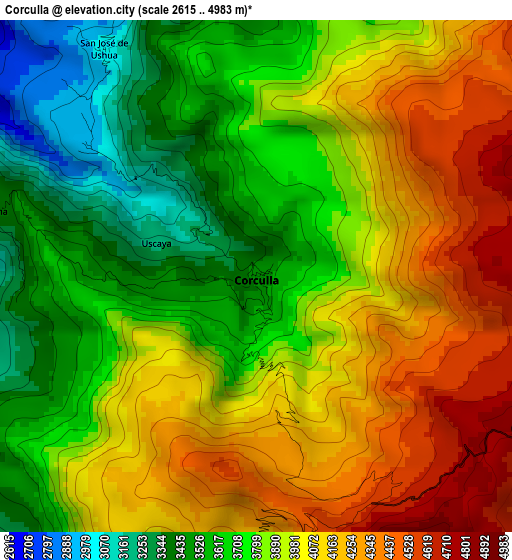 Corculla elevation map