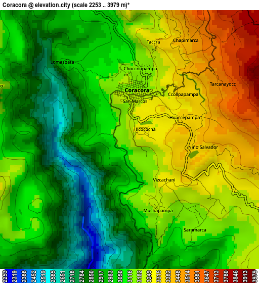 Coracora elevation map