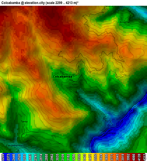 Colcabamba elevation map