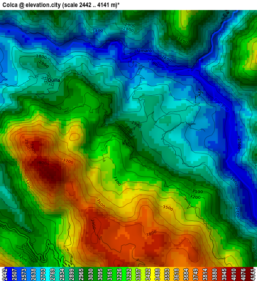 Colca elevation map