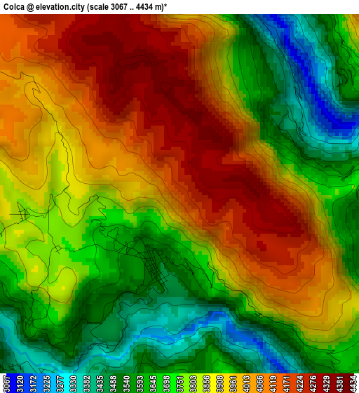 Colca elevation map