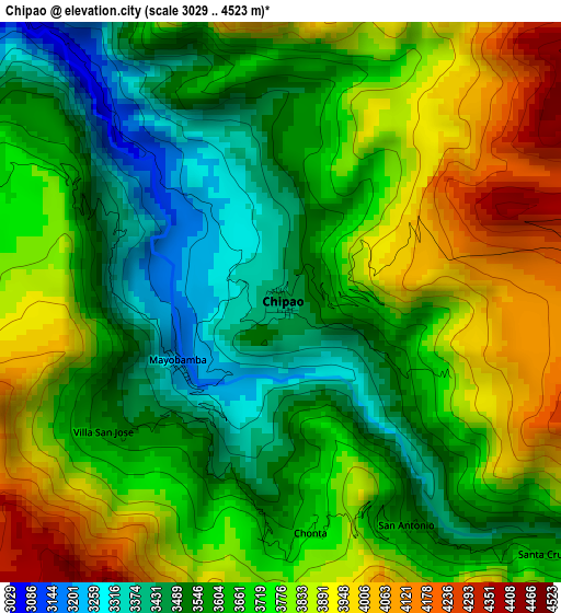 Chipao elevation map