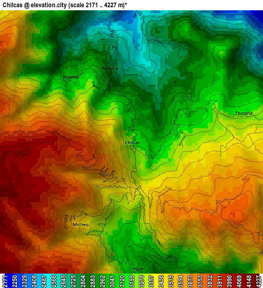 Chilcas elevation map