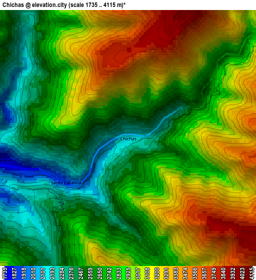 Chichas elevation map