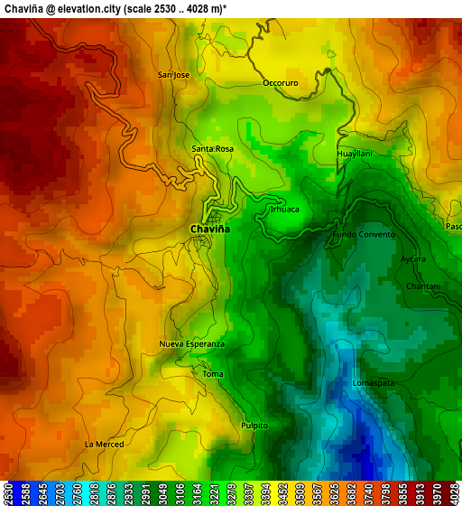 Chaviña elevation map