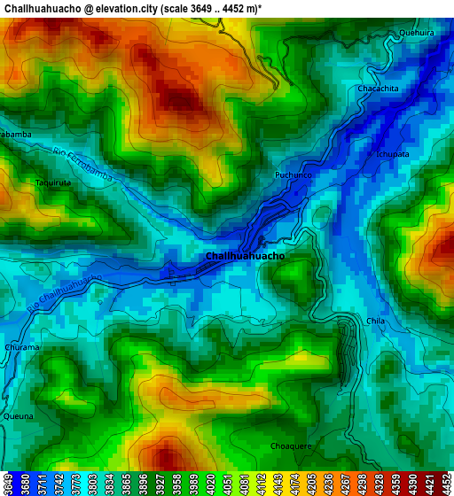 Challhuahuacho elevation map