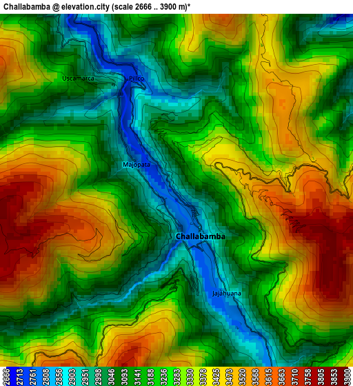 Challabamba elevation map