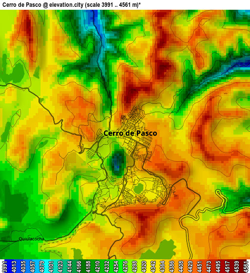 Cerro de Pasco elevation map