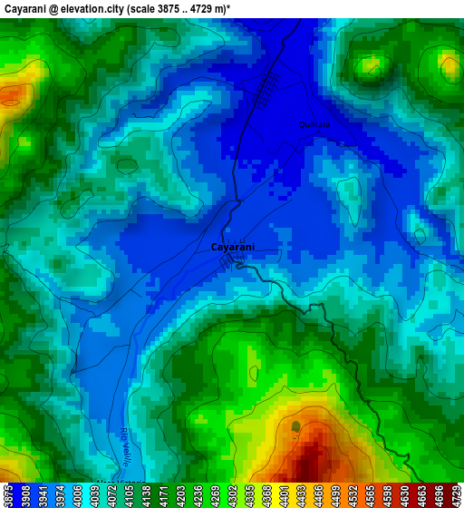 Cayarani elevation map