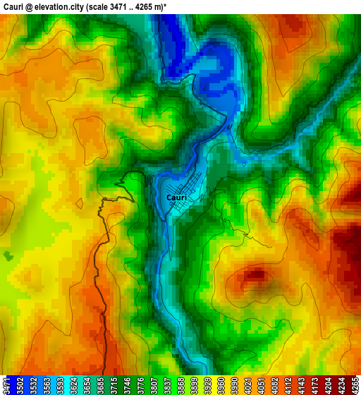 Cauri elevation map