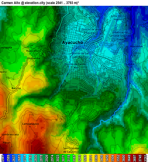 Carmen Alto elevation map