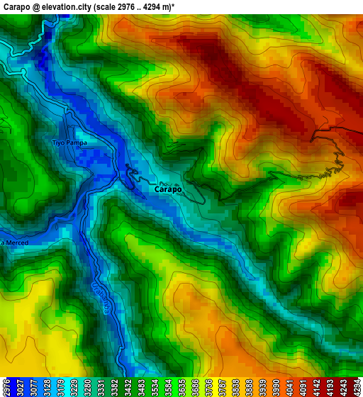 Carapo elevation map