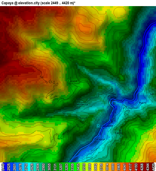 Capaya elevation map