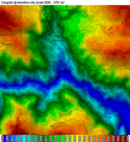 Cangallo elevation map