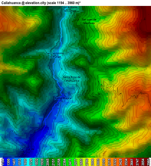 Callahuanca elevation map