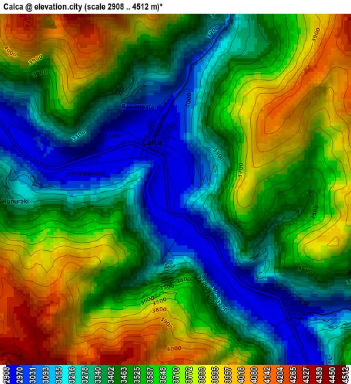 Calca elevation map