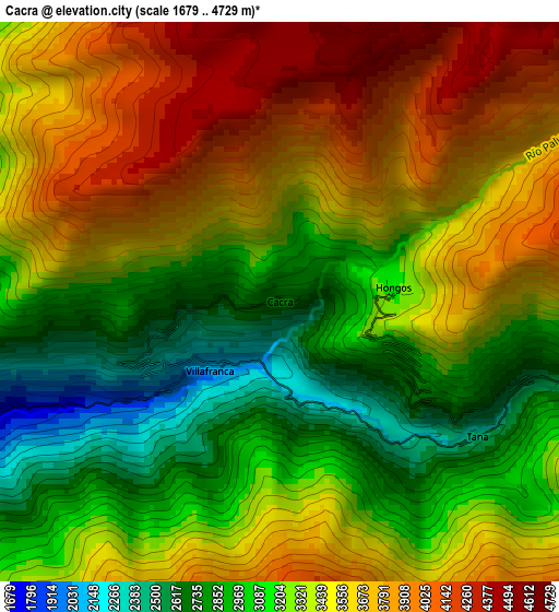 Cacra elevation map