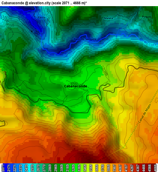 Cabanaconde elevation map