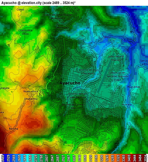 Ayacucho elevation map