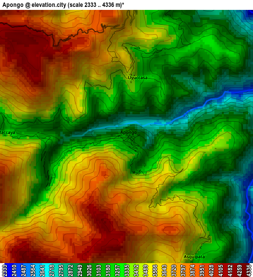 Apongo elevation map