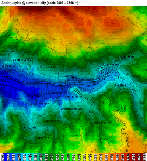 Andahuaylas elevation map