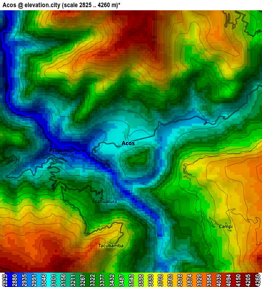 Acos elevation map