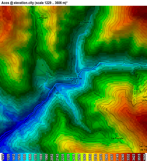 Acos elevation map