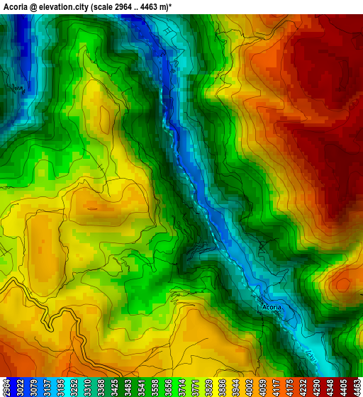 Acoria elevation map