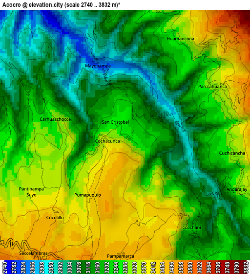 Acocro elevation map