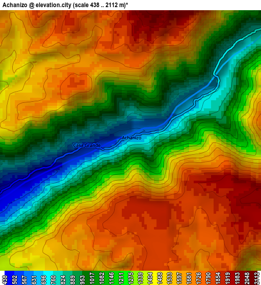 Achanizo elevation map