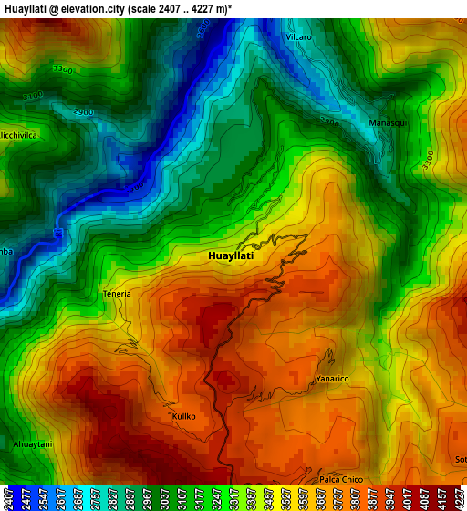 Huayllati elevation map