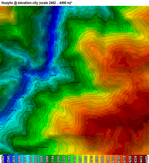 Huayllo elevation map