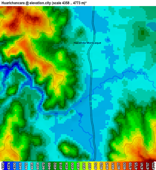 Huarichancara elevation map