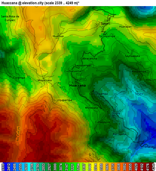 Huaccana elevation map