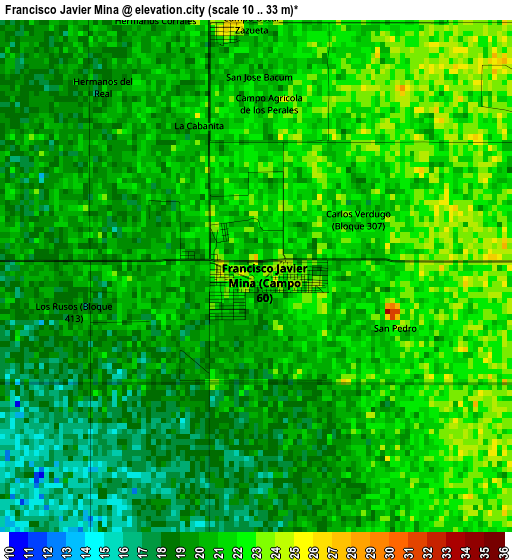 Francisco Javier Mina elevation map