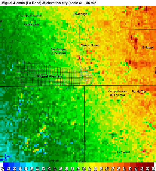 Miguel Alemán (La Doce) elevation map