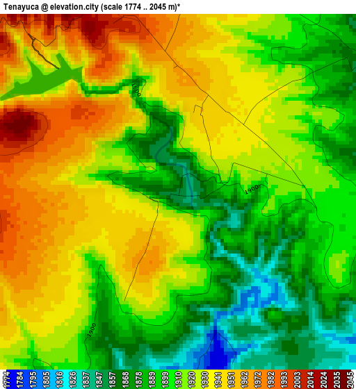 Tenayuca elevation map