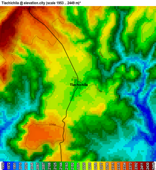 Tlachichila elevation map