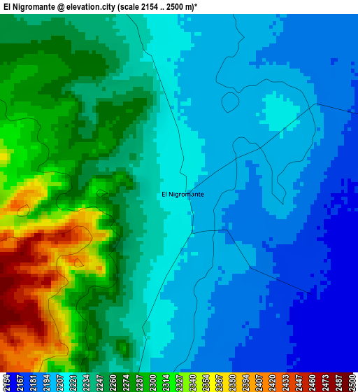 El Nigromante elevation map