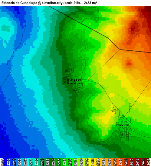 Estancia de Guadalupe elevation map