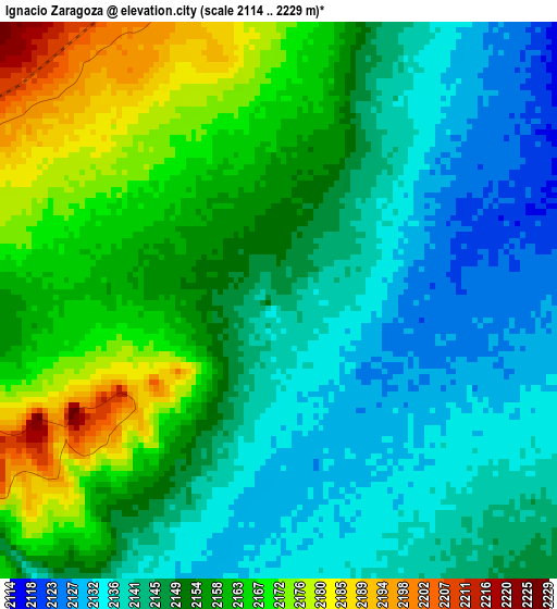 Ignacio Zaragoza elevation map