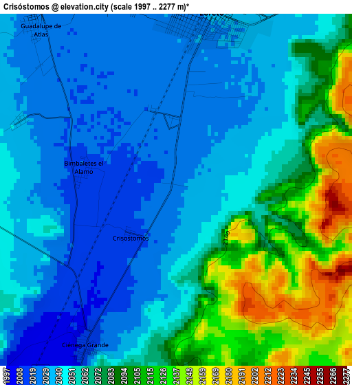 Crisóstomos elevation map