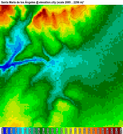 Santa María de los Ángeles elevation map