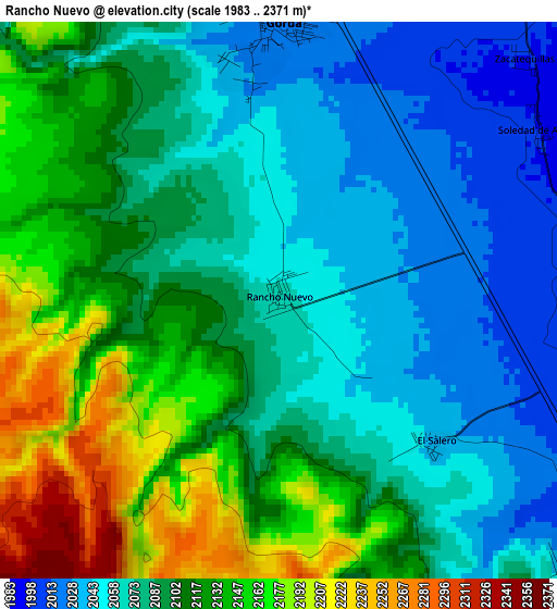 Rancho Nuevo elevation map