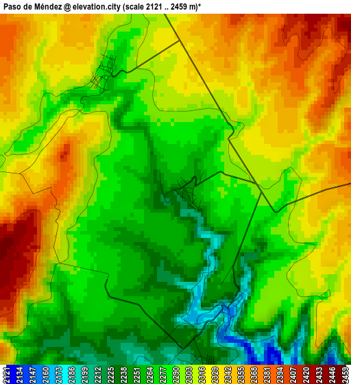 Paso de Méndez elevation map