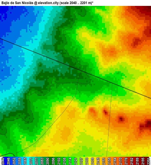 Bajío de San Nicolás elevation map